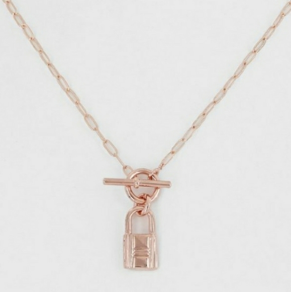 NEW Paperclip Lock Toggle Chain Necklace - Picture 5 of 8